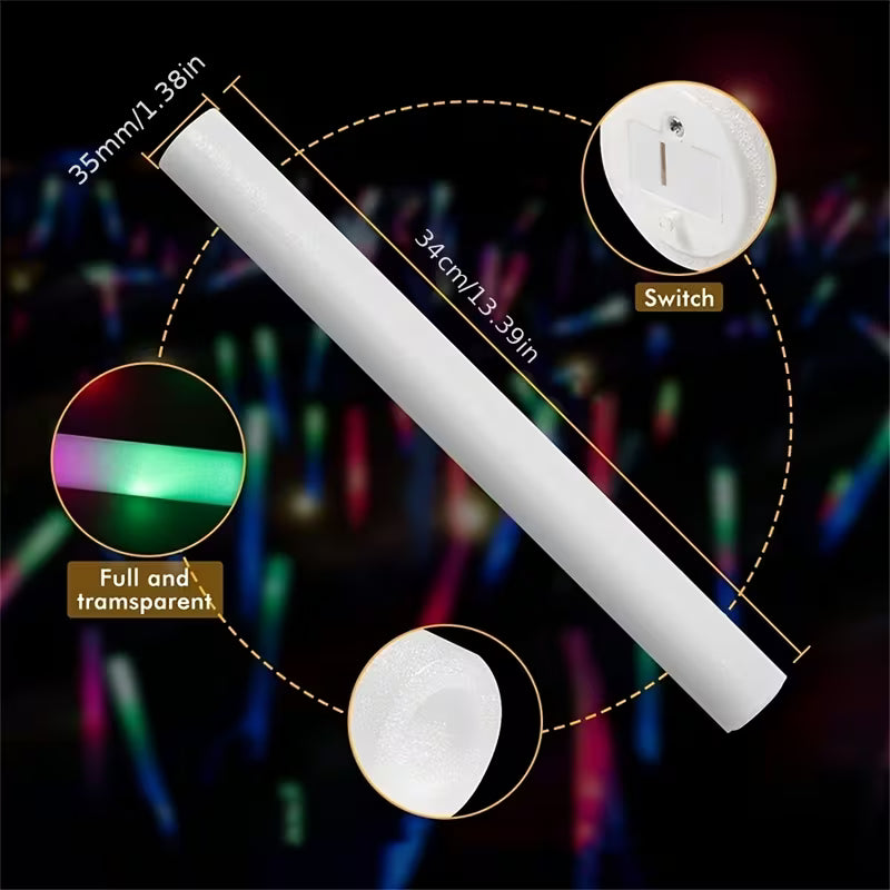 49-Piece Blue LED Foam Glow Stick Set with Flashing Lights, Battery-Powered Party Light Sticks with 3 Lighting Modes, Festive Accessories for Weddings, Birthdays, Halloween, Christmas and New Year