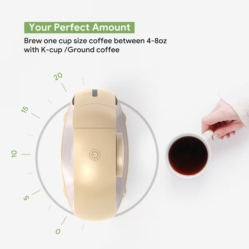 2-in-1 Single-Serve Coffee Maker – Mini Coffee Machine for K-Cup Pods & Ground Coffee