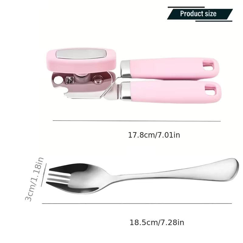 2-Piece Pink Stainless Steel Manual Can Opener Set