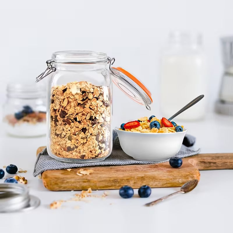 4-Pack 50 oz Glass Storage Jars with Airtight Lids