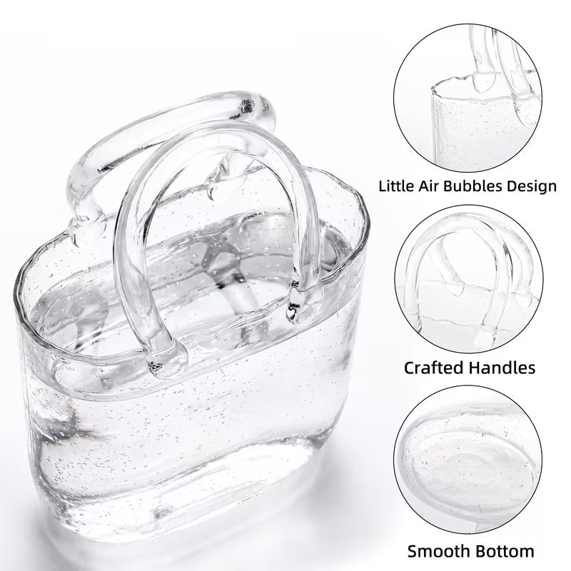 Glass Purse Vase with Handle