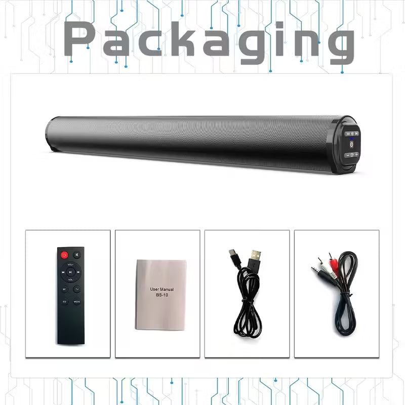 Wireless TV Soundbar with Surround Sound System, Remote Control, Four Subwoofers & Dual Air Ducts for Home Theater