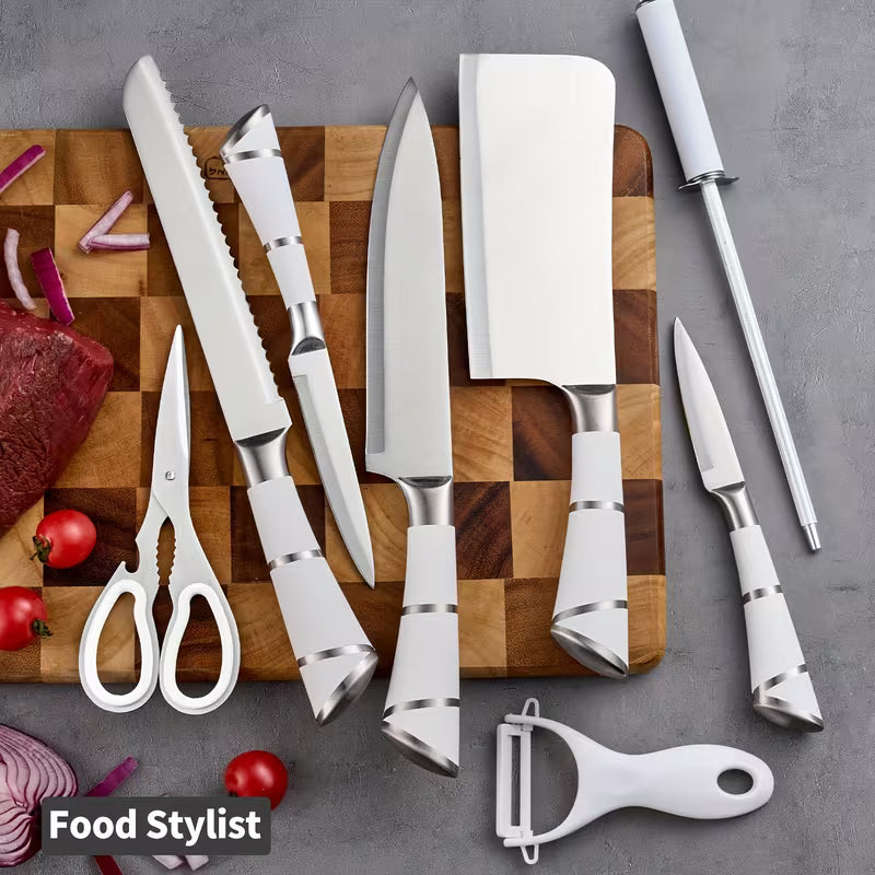 9-Piece Kitchen Knife Set with Knife Block & Built-In Sharpener