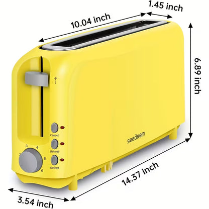 2-Slice Compact Toaster with 6 Browning Settings, Cancel Button & Removable Crumb Tray, 750W White Bread Toaster