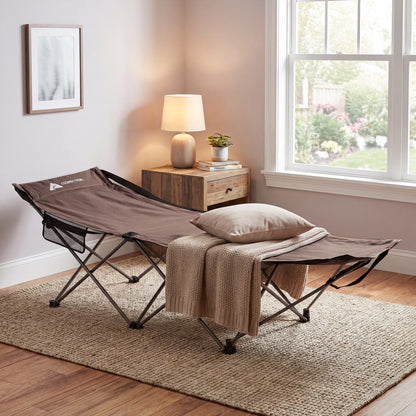 Adult Collapsible Camping Cot, Beige, 73.2 in X 23.2 In