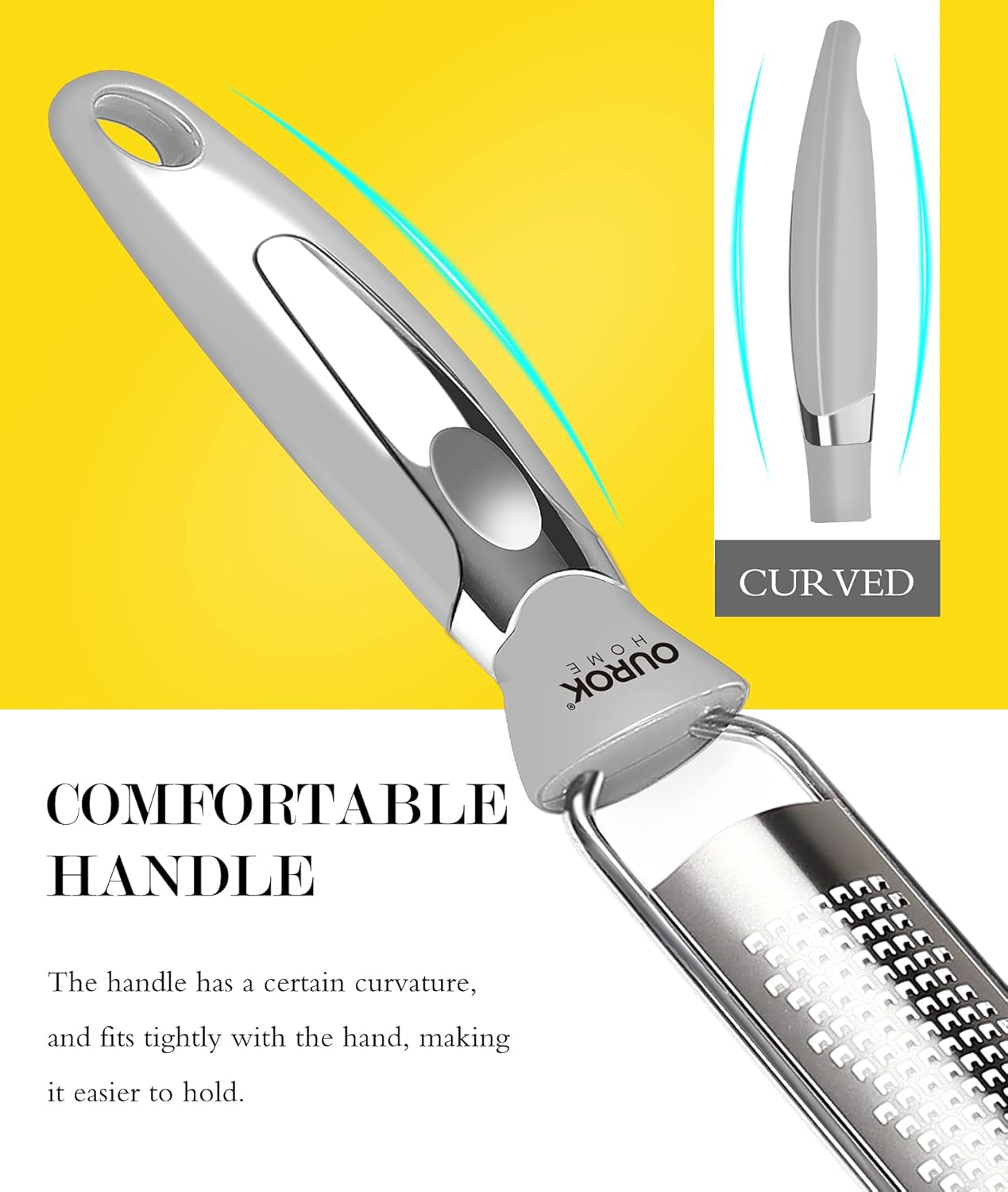 Kitchen Lemon Zester, Stainless Steel Hand Held Parmesan Cheese Grater for Ginger, Chocolate, Coconut, Lime, Nutmeg, Citrus, Fruit, Vegetable with Cleaning Brush, Dishwasher Safe, Gray