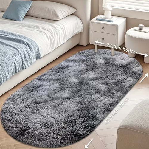 Oval Plush Area Rug – Soft, Anti-Slip & Washable Home Décor Carpet