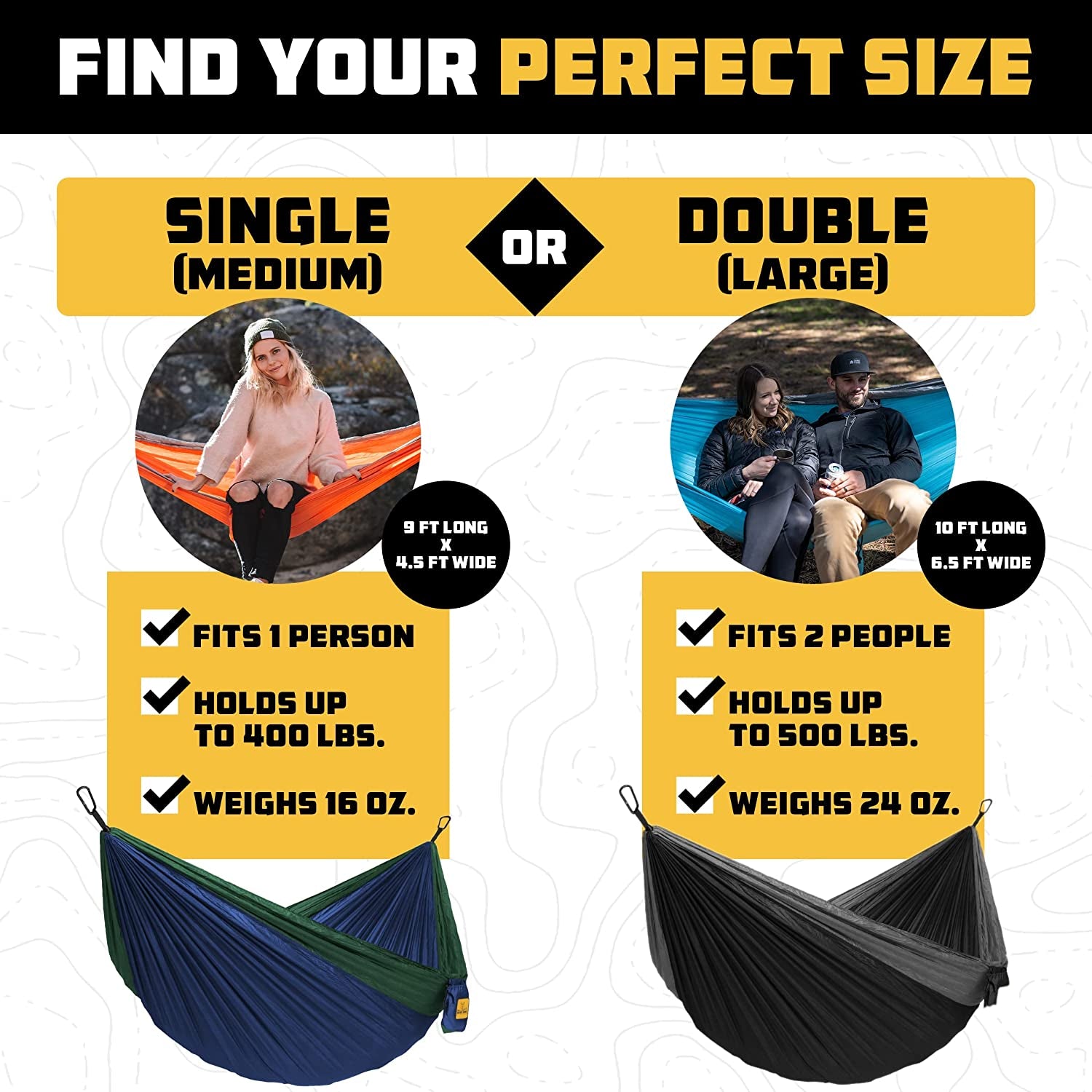 Hammock for Camping Single Hammocks Gear for the Outdoors Backpacking Survival or Travel - Portable Lightweight Parachute Nylon so Black & Grey