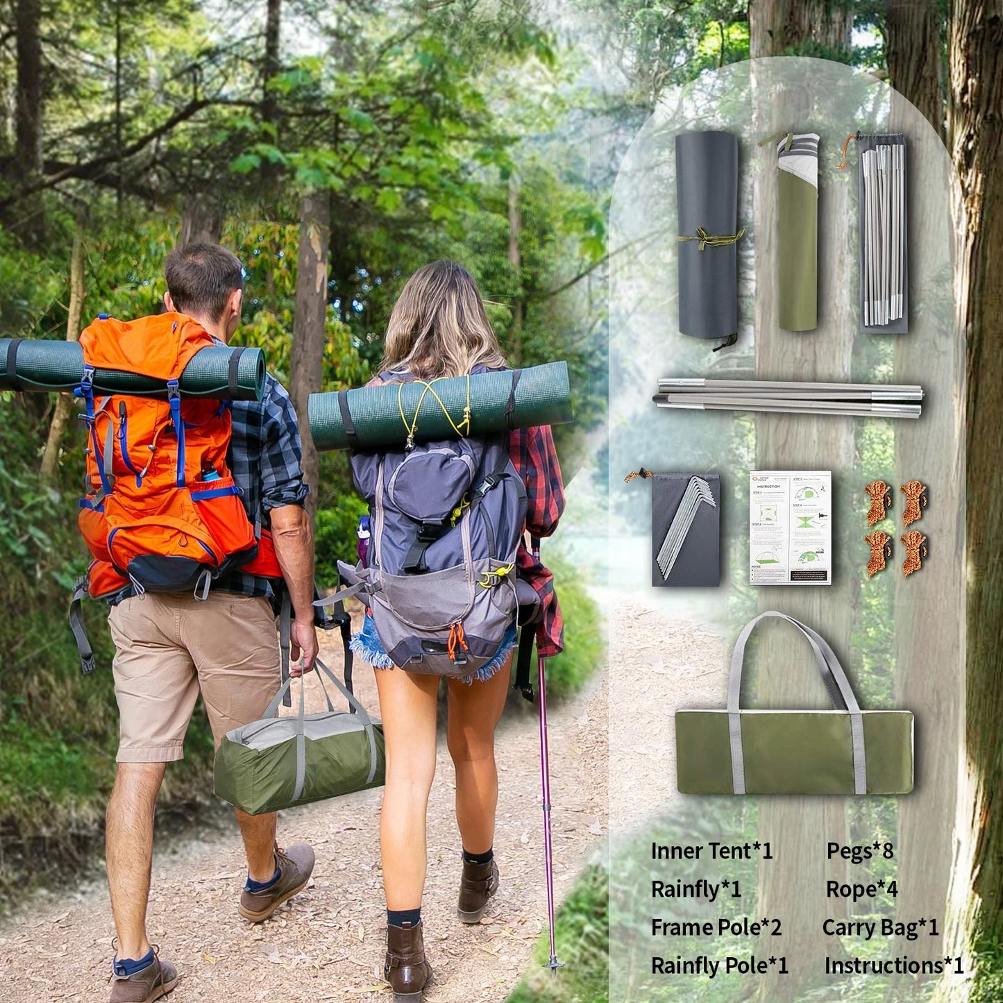 2 Person Tents for Camping - Lightweight Outdoor Camping Tents 5 Lb