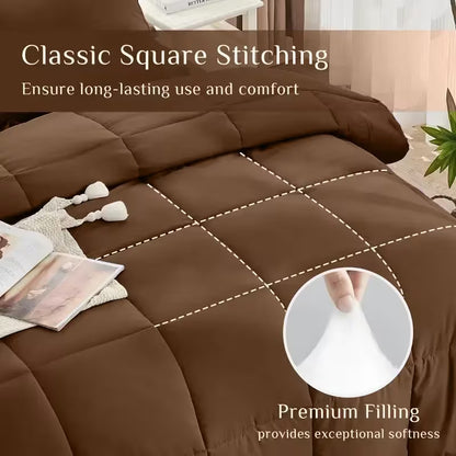 3-Piece King Size Brown Comforter Set with Matching Pillowcases