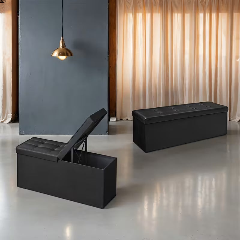 43-Inch Storage Ottoman Bench with Flip-Top Lid
