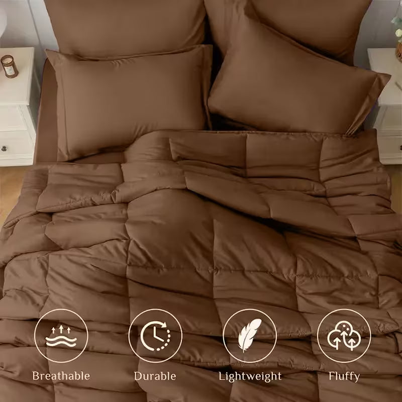 3-Piece King Size Brown Comforter Set with Matching Pillowcases
