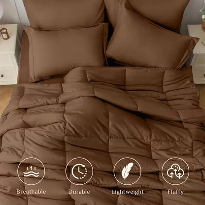 3-Piece King Size Brown Comforter Set with Matching Pillowcases