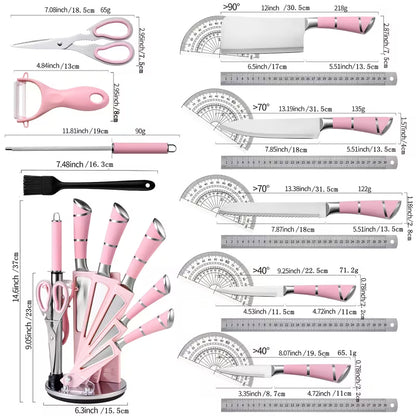 9-Piece Kitchen Knife Set with Knife Block & Built-In Sharpener