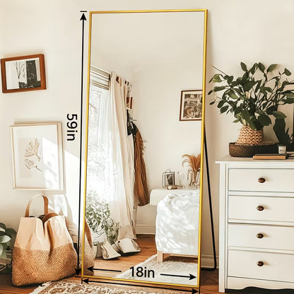 58" x 19" Arched Full-Length Floor Mirror – Freestanding Standing Mirror with Durable Metal Frame