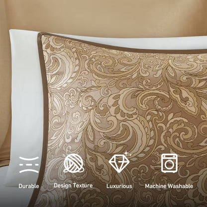 8-Piece Jacquard Paisley Comforter Bedding Set – Down Alternative Comforter Set