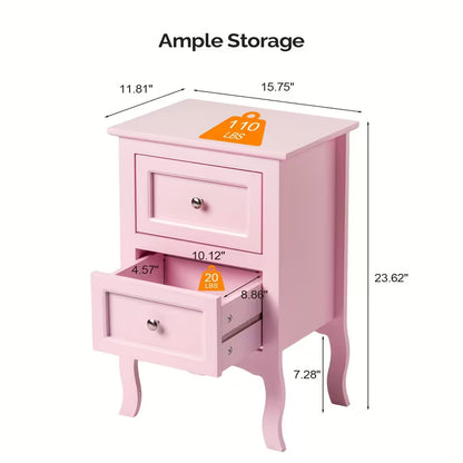 Small Bedside Nightstand with Drawers, Compact Bedside Table for Bedroom, Space-Saving Storage Cabinet for Small Spaces