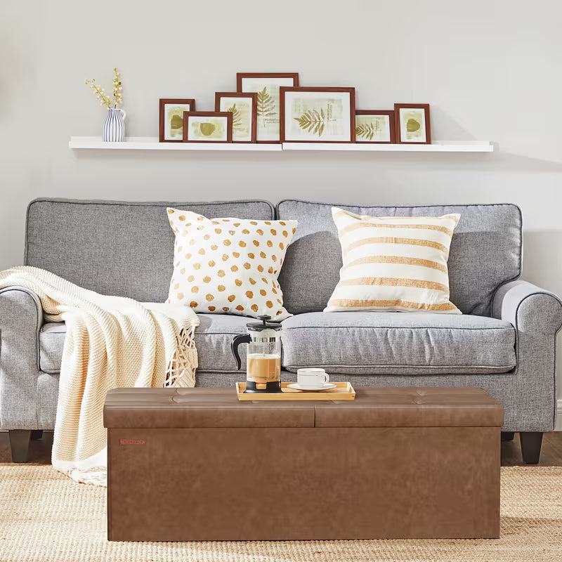 43-Inch Storage Ottoman Bench with Flip-Top Lid