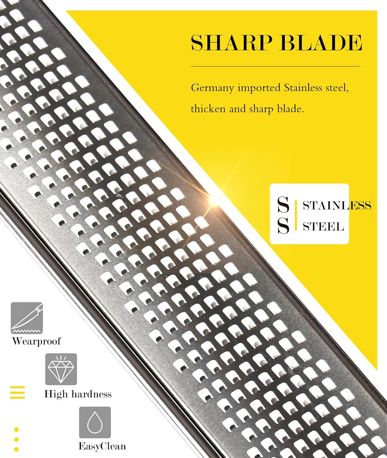 Kitchen Lemon Zester, Stainless Steel Hand Held Parmesan Cheese Grater for Ginger, Chocolate, Coconut, Lime, Nutmeg, Citrus, Fruit, Vegetable with Cleaning Brush, Dishwasher Safe, Gray