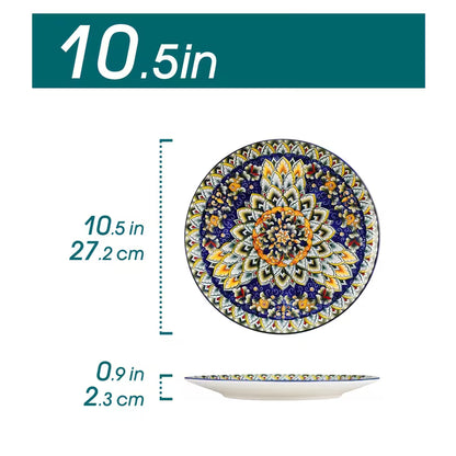 6-Piece Bohemian Porcelain Dinner Plate Set