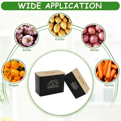 2-Pack Potato & Onion Storage Bins with Bamboo Lids