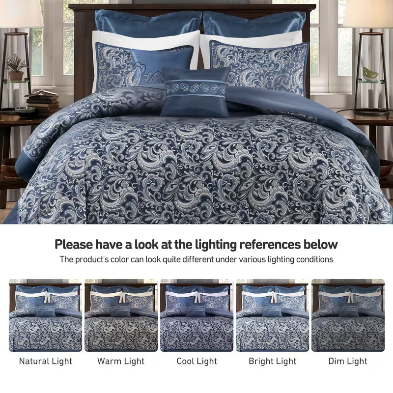 8-Piece Jacquard Paisley Comforter Bedding Set – Down Alternative Comforter Set