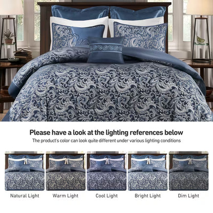 8-Piece Jacquard Paisley Comforter Bedding Set – Down Alternative Comforter Set