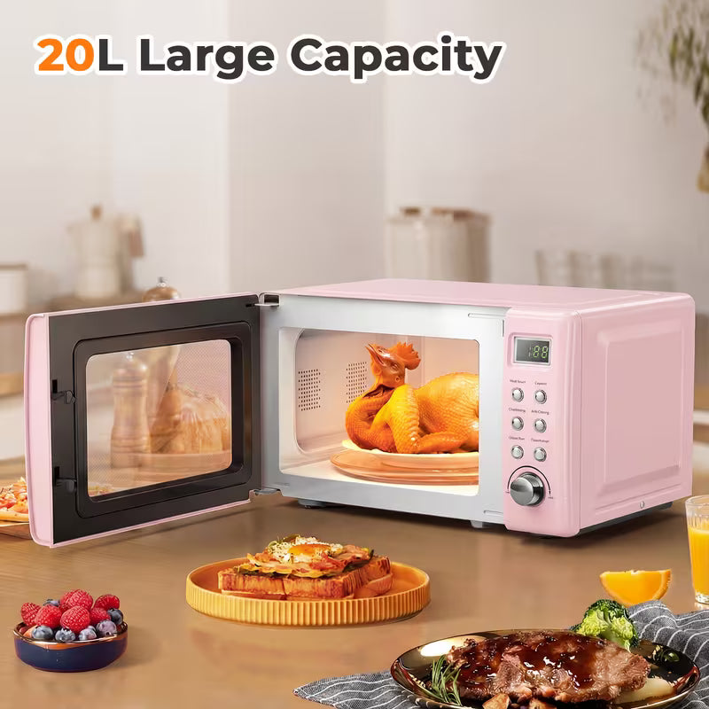 20L 700W Compact Retro Microwave Oven