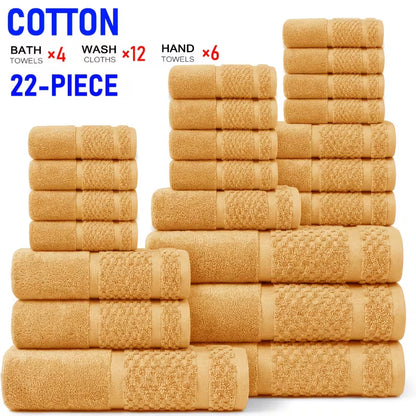 22-Piece Cotton Blend Bathroom Towel Set – Soft, Absorbent Bath, Hand Towels & Washcloths