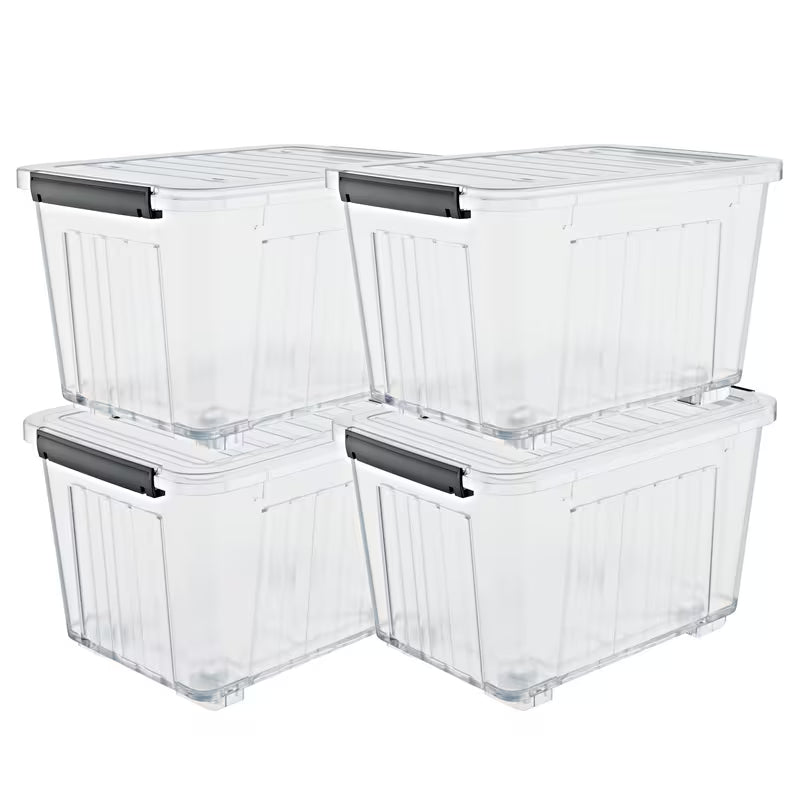 4–6 Pack Stackable Storage Boxes with Lids and Wheels – Large-Capacity Household Organizers