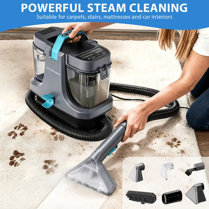 1500W Portable Carpet Cleaner with Steam & Heat – 35KPa Powerful Suction Spot Cleaner