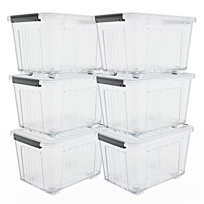 4–6 Pack Stackable Storage Boxes with Lids and Wheels – Large-Capacity Household Organizers