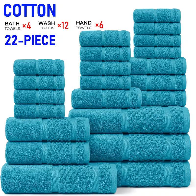 22-Piece Cotton Blend Bathroom Towel Set – Soft, Absorbent Bath, Hand Towels & Washcloths