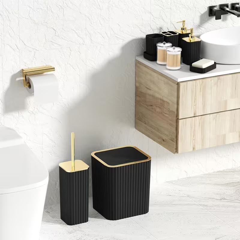 10-Piece Gold Bathroom Accessory Set – Luxury Vertical Stripe Bathroom Accessories for Home & Hotel