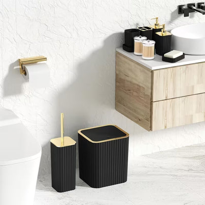 10-Piece Gold Bathroom Accessory Set – Luxury Vertical Stripe Bathroom Accessories for Home & Hotel