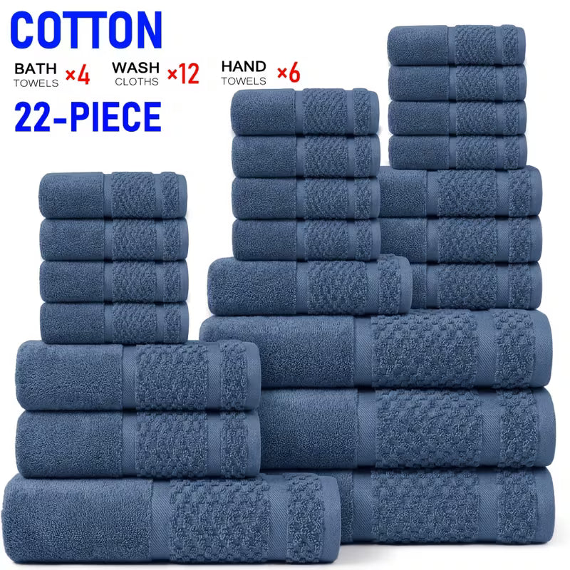 22-Piece Cotton Blend Bathroom Towel Set – Soft, Absorbent Bath, Hand Towels & Washcloths