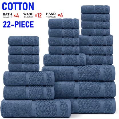 22-Piece Cotton Blend Bathroom Towel Set – Soft, Absorbent Bath, Hand Towels & Washcloths