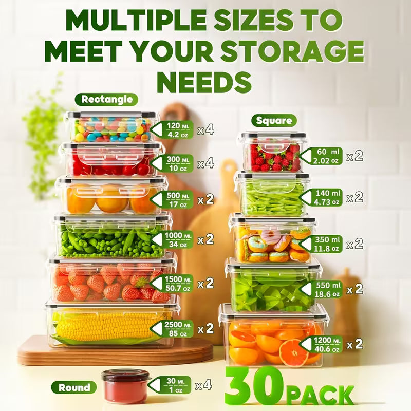 60-Piece Food Storage Container Set with Lids – BPA-Free Reusable Kitchen & Pantry Organization Containers with Labels & Marker