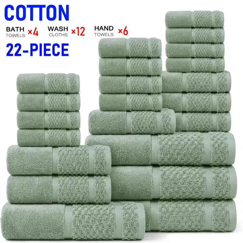 22-Piece Cotton Blend Bathroom Towel Set – Soft, Absorbent Bath, Hand Towels & Washcloths