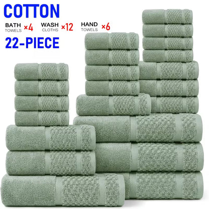 22-Piece Cotton Blend Bathroom Towel Set – Soft, Absorbent Bath, Hand Towels & Washcloths