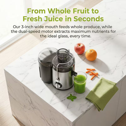 2-Speed Centrifugal Juicer with 3-Inch Wide Feed Chute, 0.52 Qt Juice Cup & 54 Oz Pulp Container