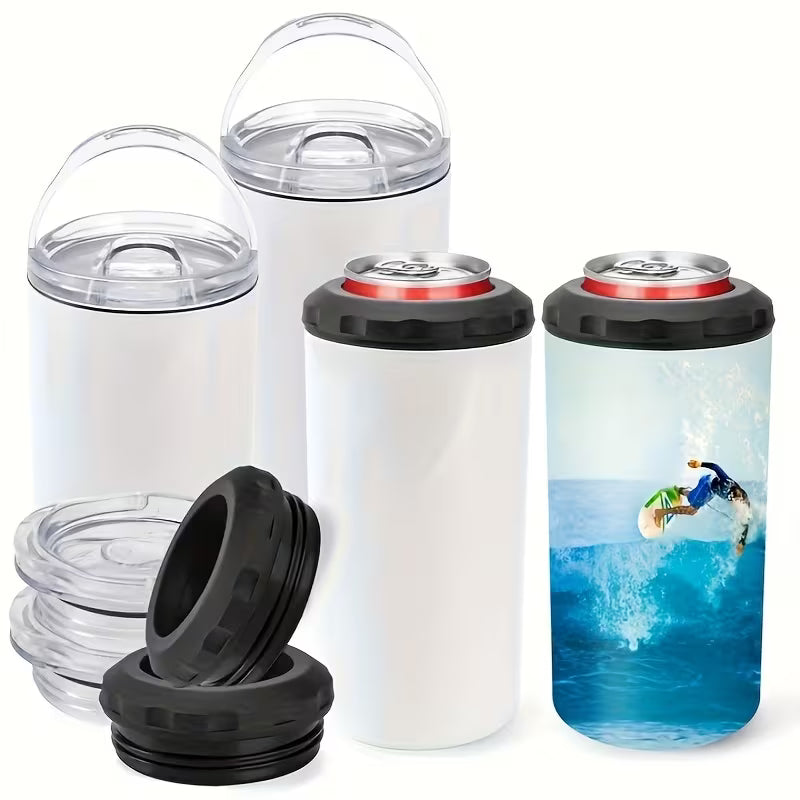 4-Pack 16 oz Sublimation Can Coolers – Stainless Steel Insulated Blank Can Holders