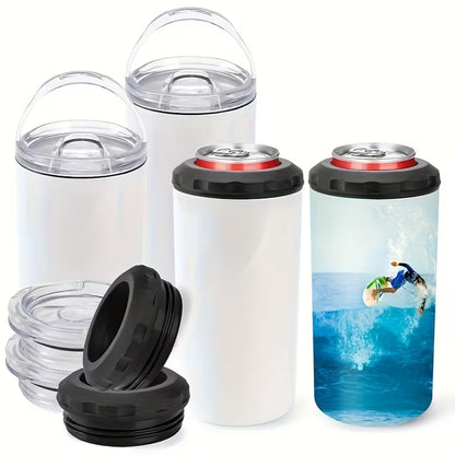 4-Pack 16 oz Sublimation Can Coolers – Stainless Steel Insulated Blank Can Holders