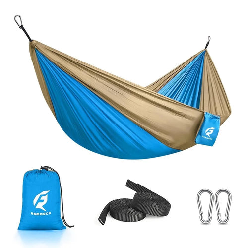 Hammock Portable Single Camping Hammock, Support 330Lbs, Blue/Yellow