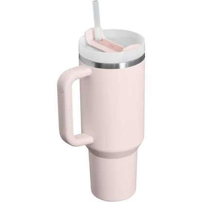 40 Oz Stainless Steel Insulated Tumbler with Handle and Straw, 3-Position Lid, Double-Wall Travel Cup, Large Capacity Reusable Drink Tumbler for Car, Office, Gym and Outdoor Use
