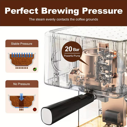 20-Bar Professional Espresso Machine with Milk Frother – ESE Pod Compatible, Dual Shot Coffee Maker with 54 oz Removable Water Tank