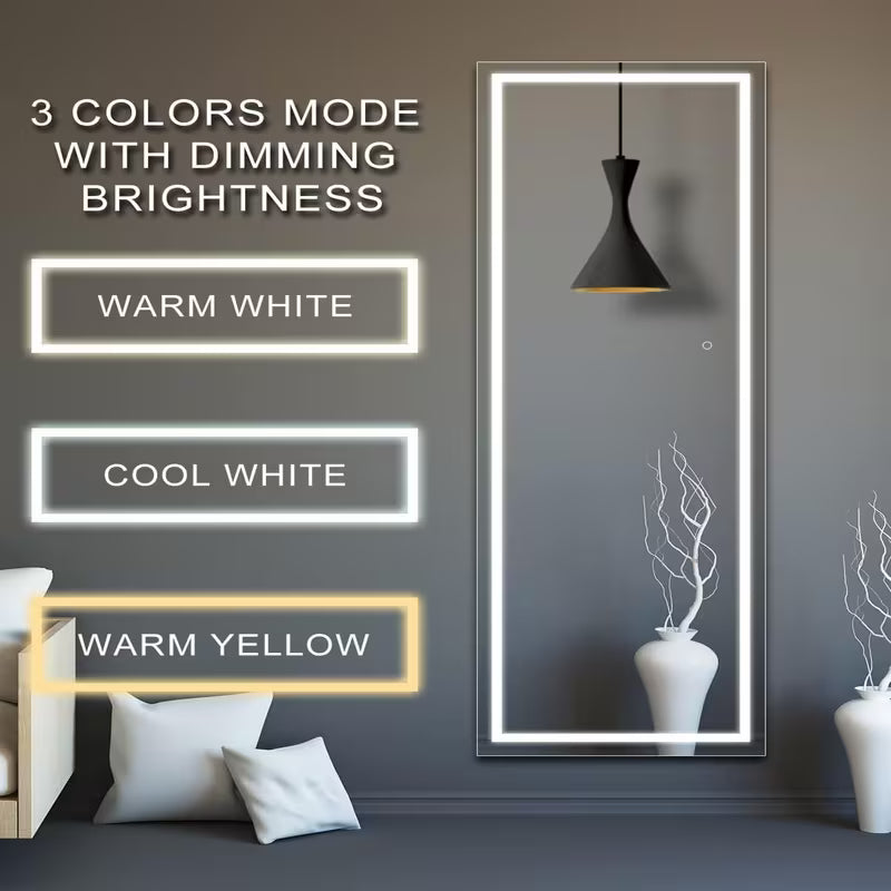 LED Full-Length Mirror with Lights – Full Body Standing & Wall-Mounted Dressing Mirror