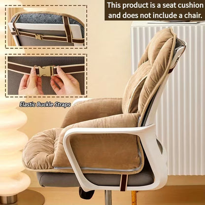 Thickened Plush Office Chair Cushion and Backrest Set with Armrests