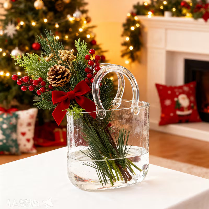 Glass Purse Vase with Handle