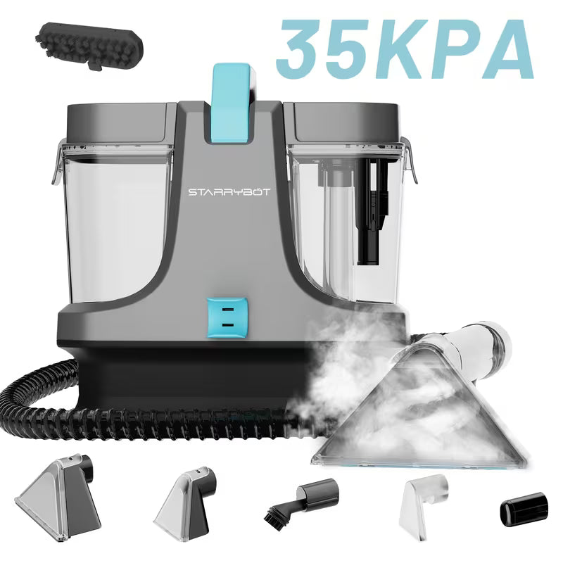 1500W Portable Carpet Cleaner with Steam & Heat – 35KPa Powerful Suction Spot Cleaner